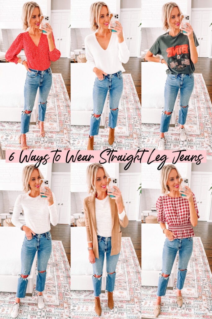 Wondering how to wear straight leg jeans? Today I am sharing 6 straight leg jean outfit ideas that you can easily implement in your closet! Take my suggestions as guidelines and put them to work with what you have!