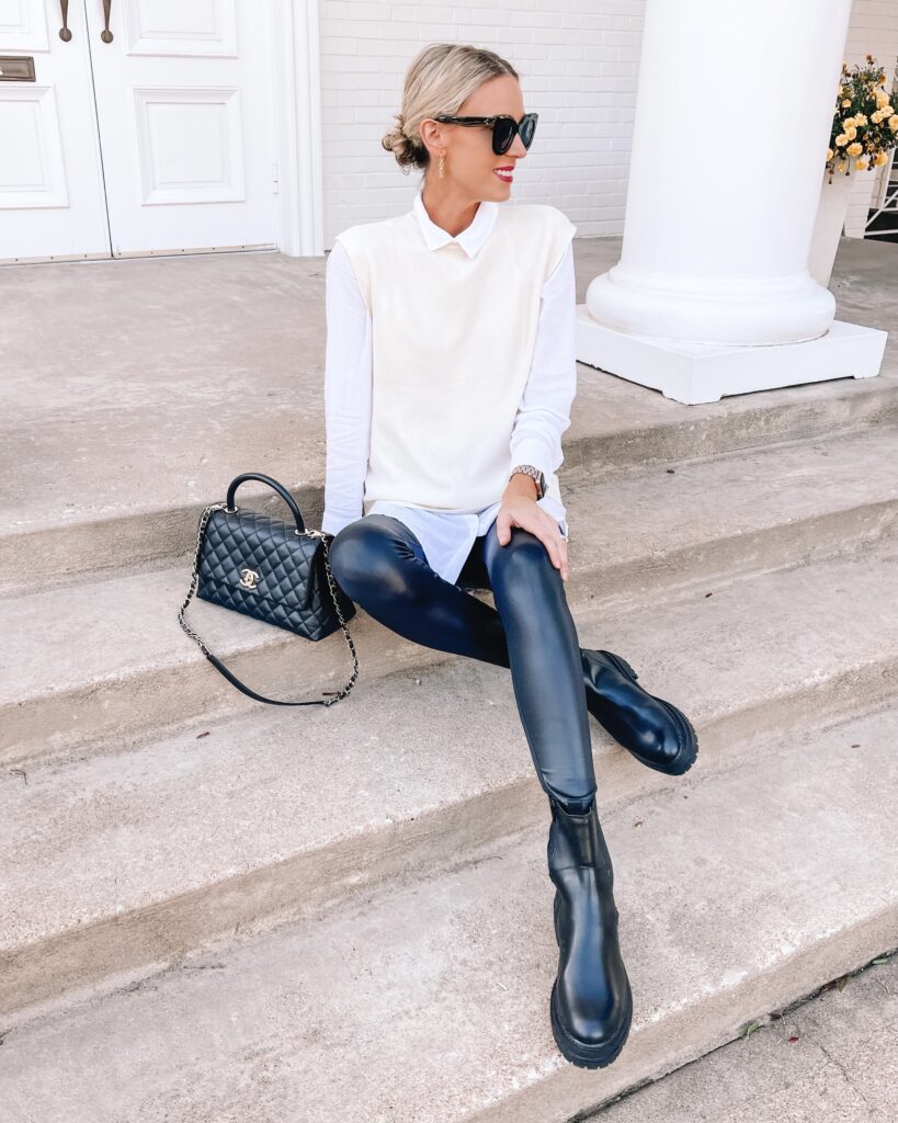 Wondering how to wear combat boots? Click to read more in this post about how to style them with leggings, jeans, and dresses!