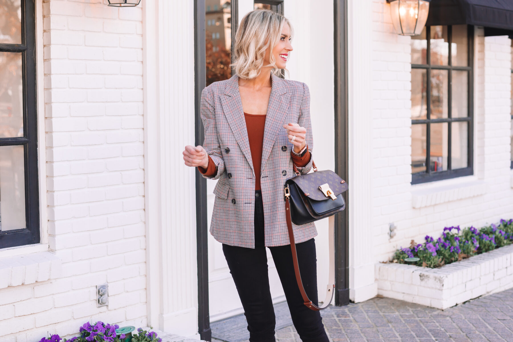 Aria Houndstooth Lapel Collar Blazer main image 0
