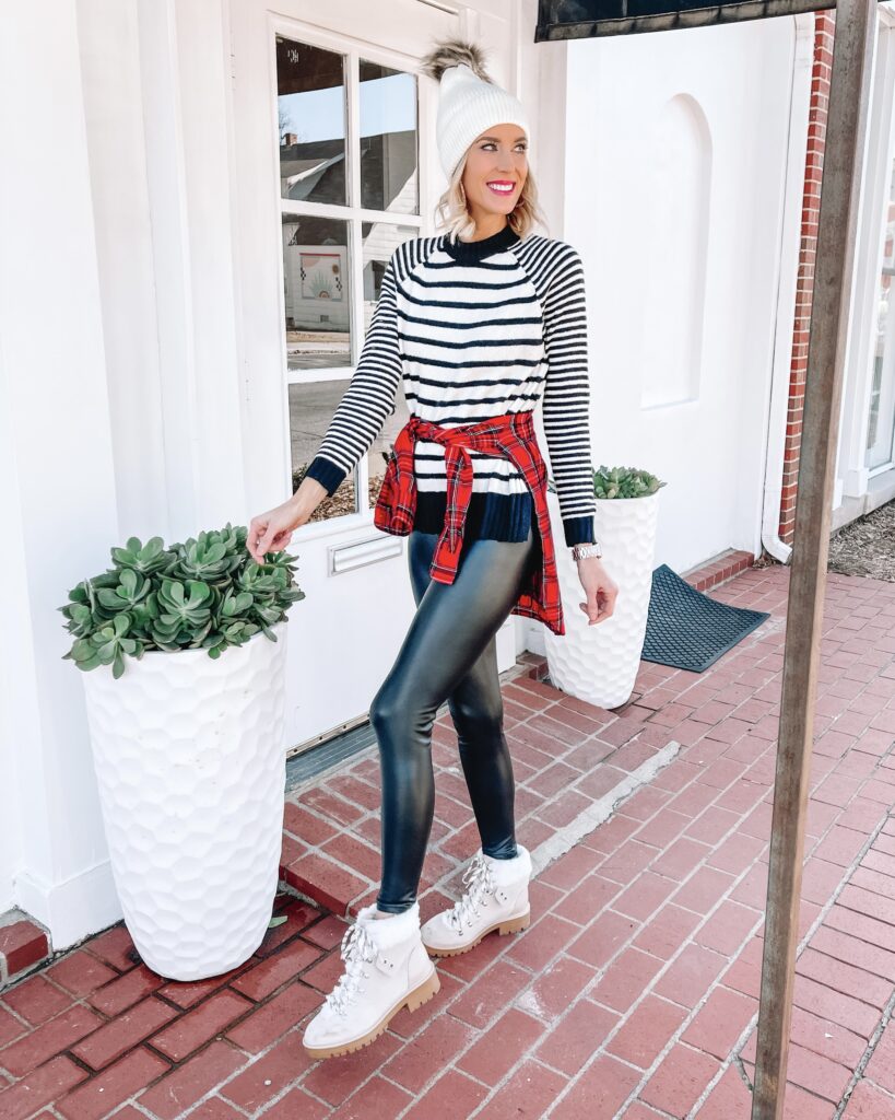 I'm sharing 3 ways to wear a black and white striped sweater from dressy to casual. You'll love this versatile and affordable $6 sweater! 