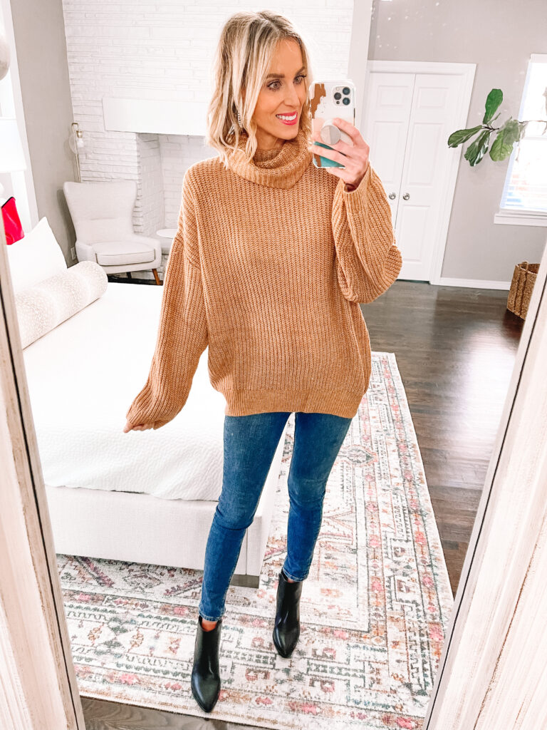 Are you looking for some cute and affordable mix and match winter pieces? I've got you covered with a fun Walmart try on starting with this amazing $19 camel tunic sweater styled two ways.