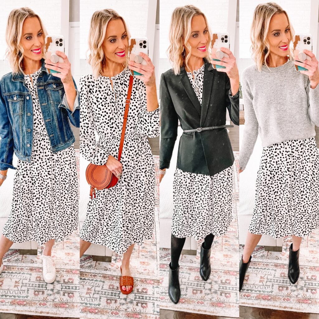 Which way would you wear this black and white polka dot dress?