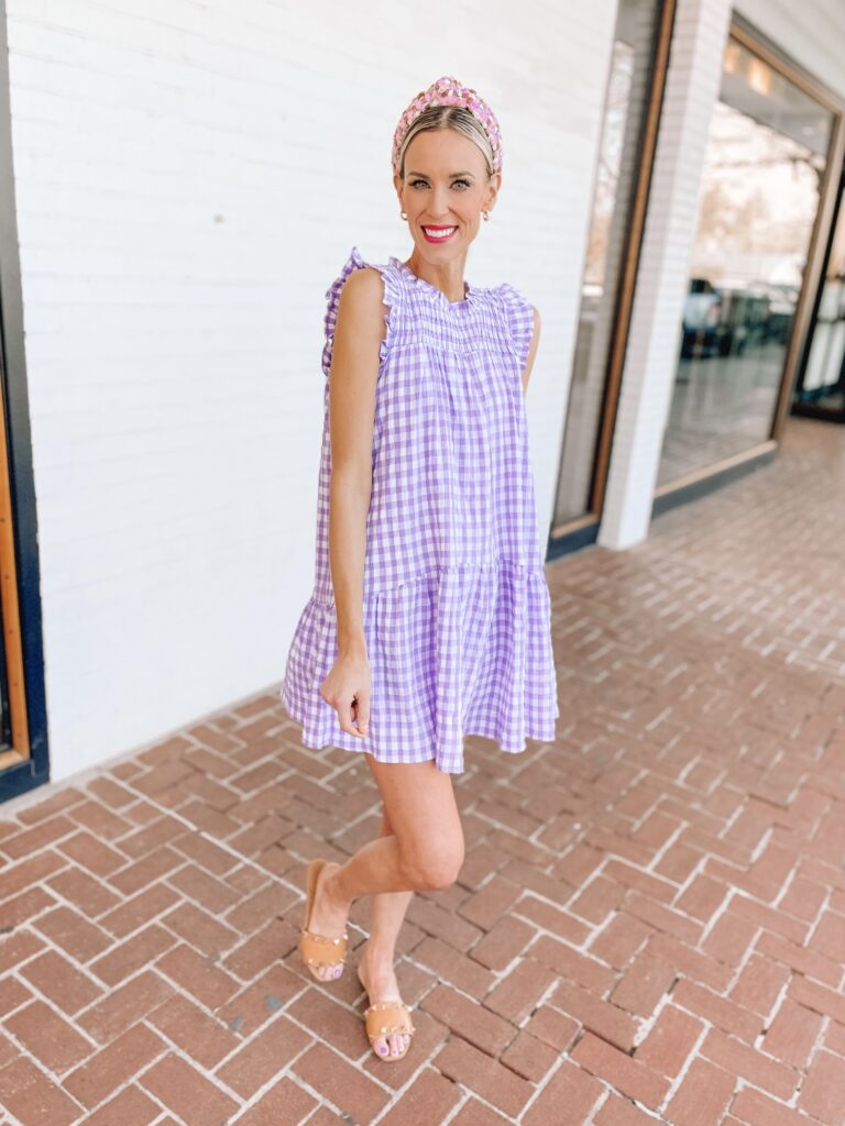 Sharing the cutest gingham dresses for Easter today including this adorable short purple one that you'll be able to wear all spring and summer. 