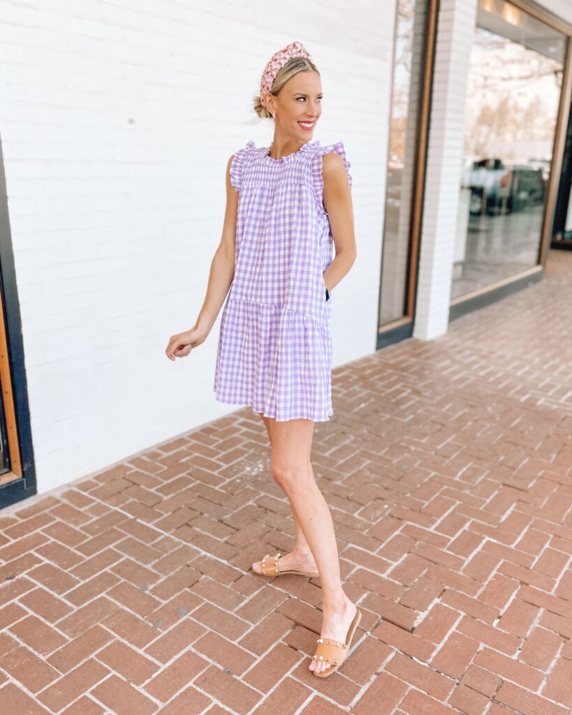 Sharing the cutest gingham dresses for Easter today including this adorable short purple one that you'll be able to wear all spring and summer. 