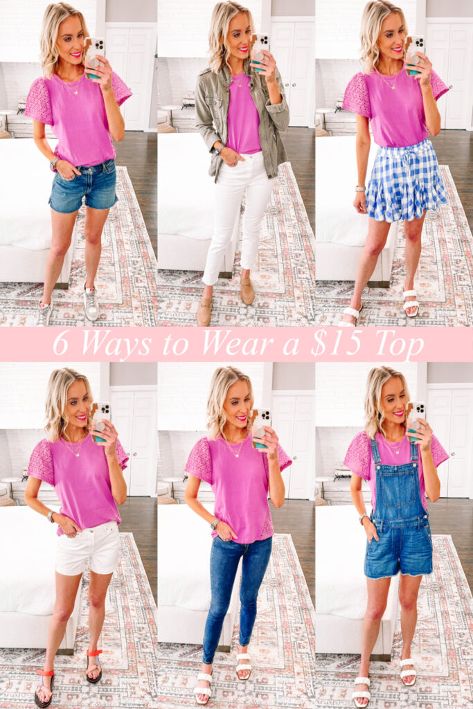 I'm sharing 6 ways to wear a $15 t-shirt with special details that can take you from date night to mom mode in no time! Which is your favorite?