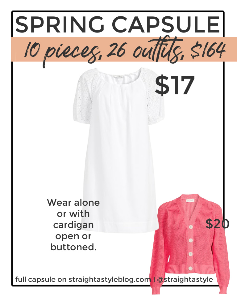 I am SO excited to share this dressy casual spring and summer capsule wardrobe that includes 10 pieces making up 26 outfits for just $164!! Click to see the full capsule.