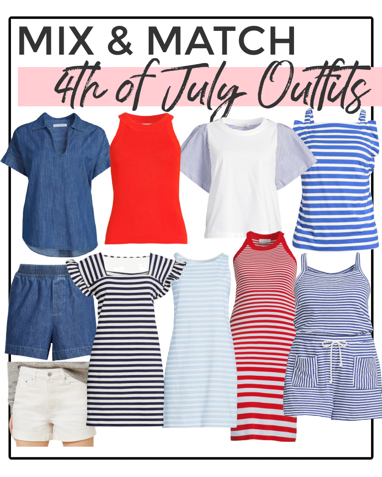 8 mix and match 4th of July outfit ideas with pieces all under $26 that you can wear again and again! These are the cutest pieces!