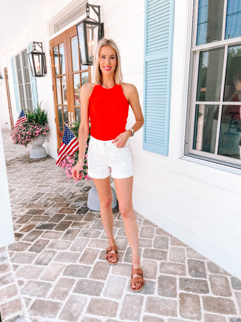 Gosh I love these $18 shorts, and they have gotten so much wear! I'm rounding up 10 ways to wear white jean shorts all with affordable tops!