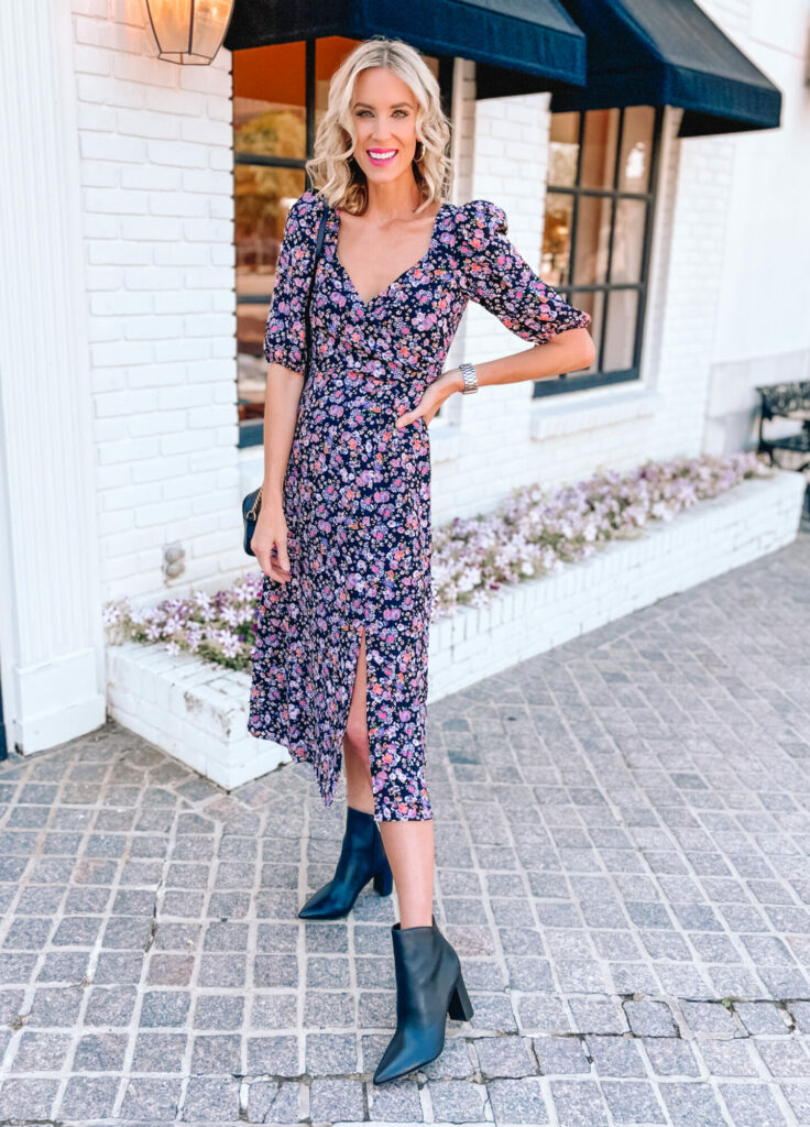 Looking forward to shopping the Nordstrom Anniversary sale?! Me too! Today I am sharing a Nordstrom Anniversary sale 2022 sneak peek with three fun dresses and boots! I love this floral midi dress. 