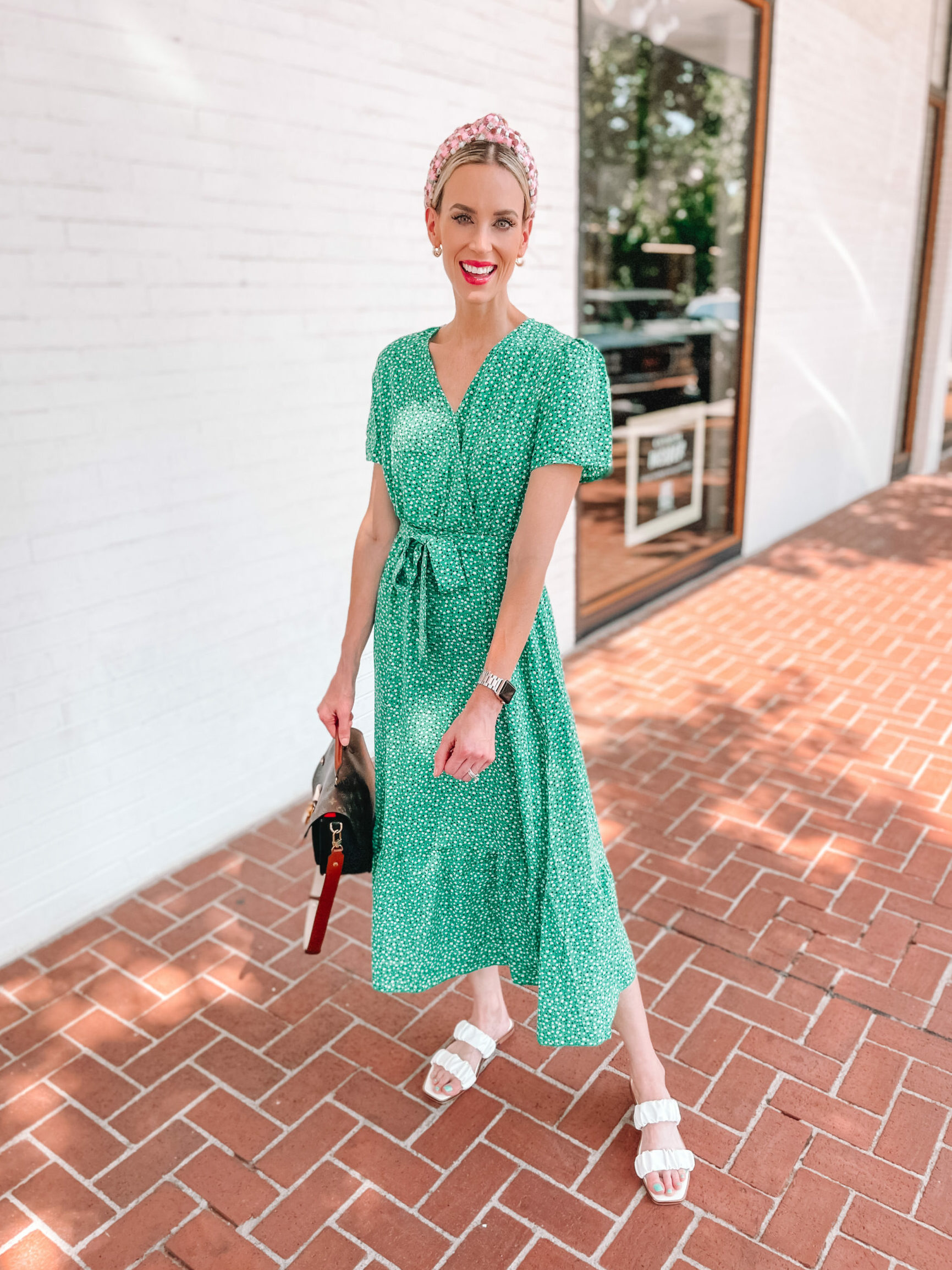 If you're looking for some work outfit inspiration, then you have come to the right place! I'm sharing two Amazon work dresses and two ways to style each! I love this green wrap midi dress. 
