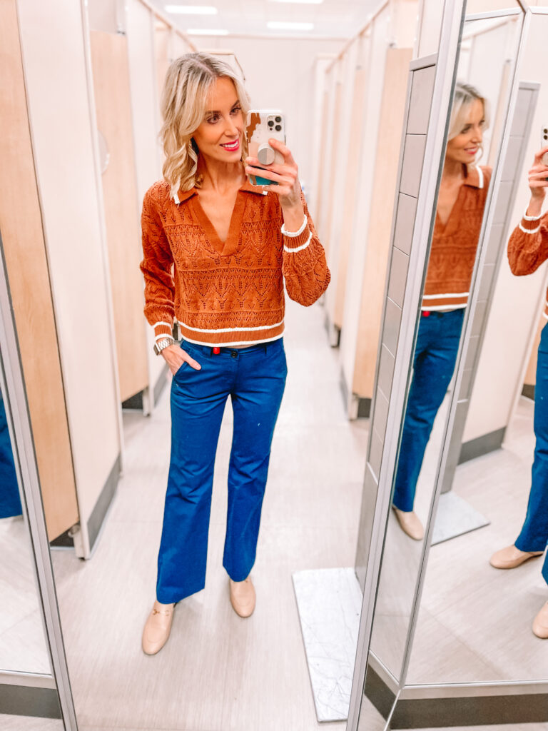 I have a huge Target try on for you today full of affordable fall work outfit ideas! These are all business casual outfits designed for the more casual office. They would also make great teacher outfit ideas. I love these modern flare chinos. 