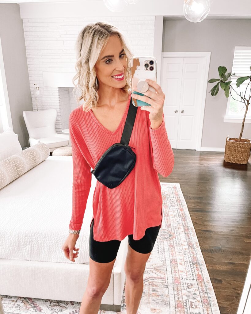I'm styling this $16 tunic top 3 ways, and you don't want to miss it. So soft and easy to wear! I love it with bike shorts for a comfy on the go look.