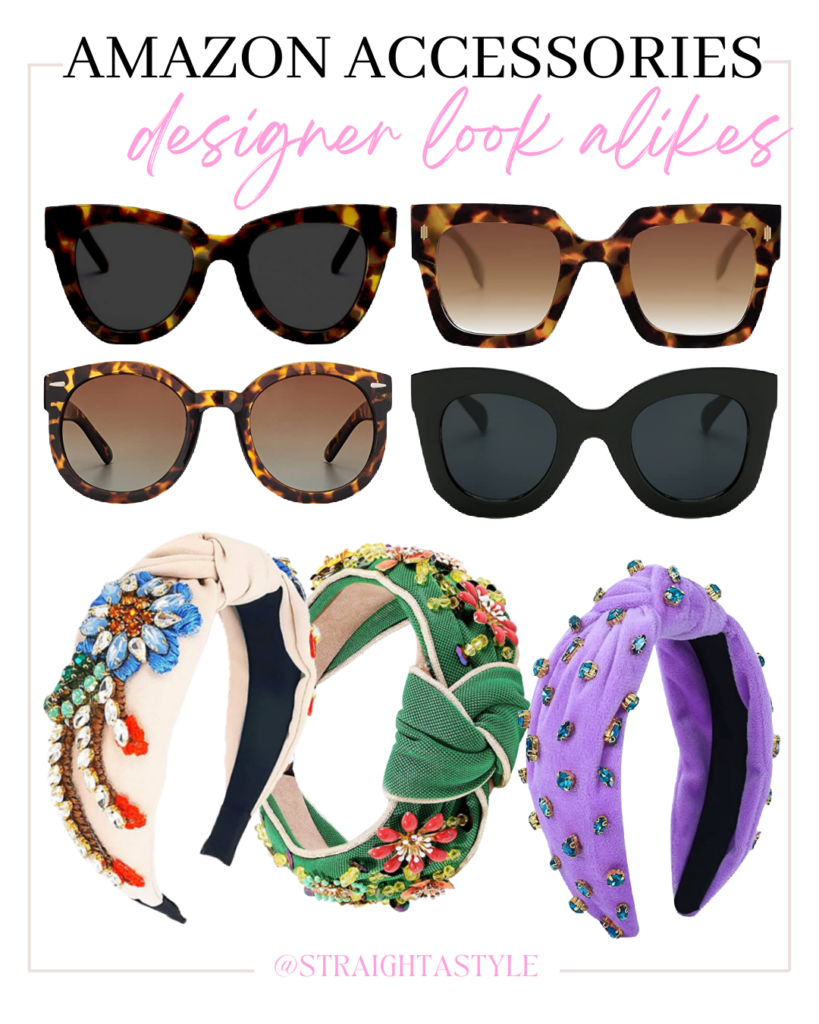 Like designer items but not the price? I am sharing some Amazon designer inspired accessories including a Amazon Lele Sadoughi look alike headband and these great look for less sunglasses!