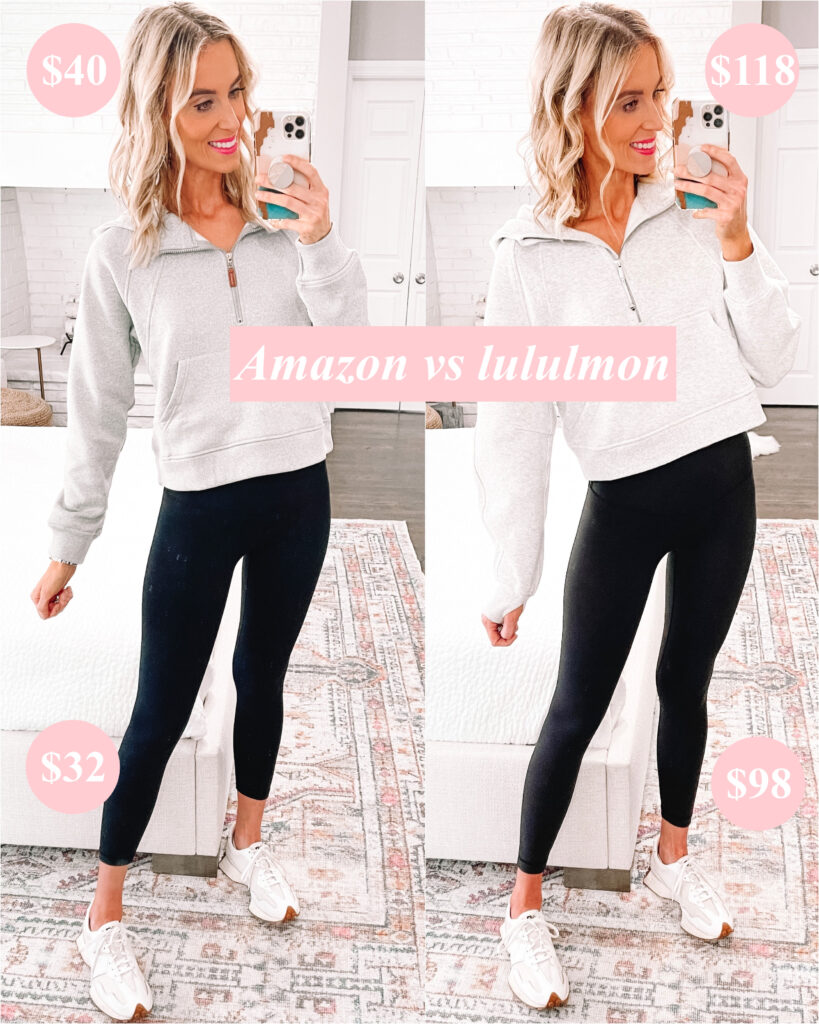 Are you looking for Amazon lululemon dupes? I'm sharing a full review of the Amazon lululemon scuba hoodie and align leggings plus 7/8 pant. Including side by side comparisons! 