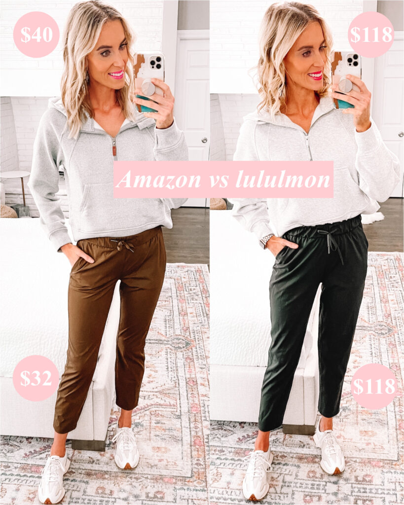 Are you looking for Amazon lululemon dupes? I'm sharing a full review of the Amazon lululemon scuba hoodie and align leggings plus 7/8 pant. Including side by side comparisons! 