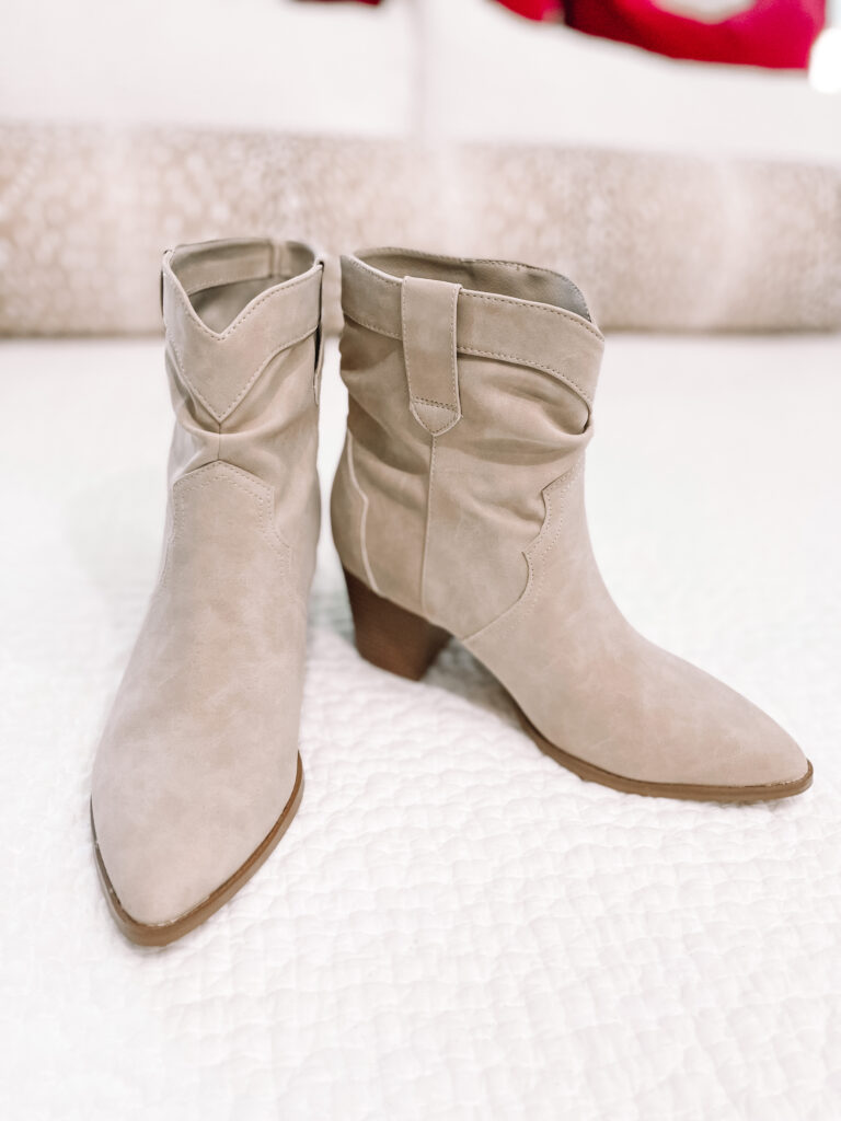I cannot believe how cute these taupe ankle boots are for just $25!