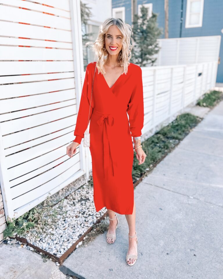 Amazon Red Sweater Dress - Straight A Style
