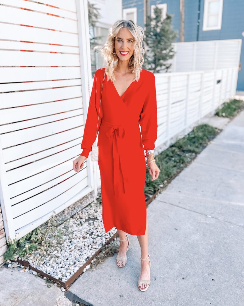 This Amazon red sweater dress is GORGEOUS you all! If you are looking for an affordable holiday party dress, look no further!