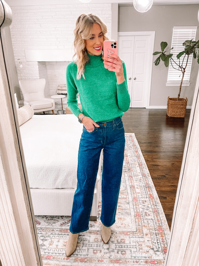 I'm sharing a huge Madewell jeans review and try on including the details on five of my favorite denim fits from Madewell. This is my favorite wide leg jean!