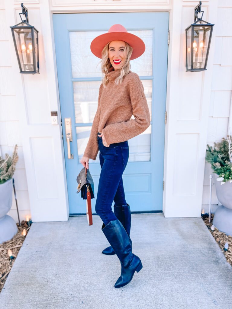 I'm sharing a Target try on haul with great, affordable, everyday basics you can wear so many ways! I love this camel sweater with my black boots. 
