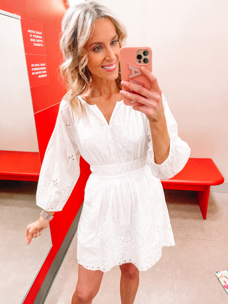 I am sharing a Target dress try on and sharing 5 fun dresses for spring and summer all $38 and under. You'll love this white eyelet dress.
