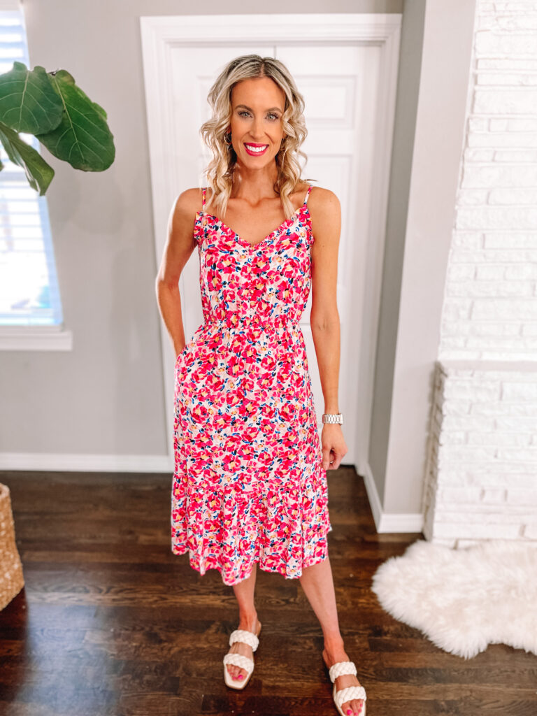 Midi dresses super versatile and wearable! I'm putting it to the test today by sharing this $26 midi dress styled 6 ways. Wear it alone with sandals all summer. 