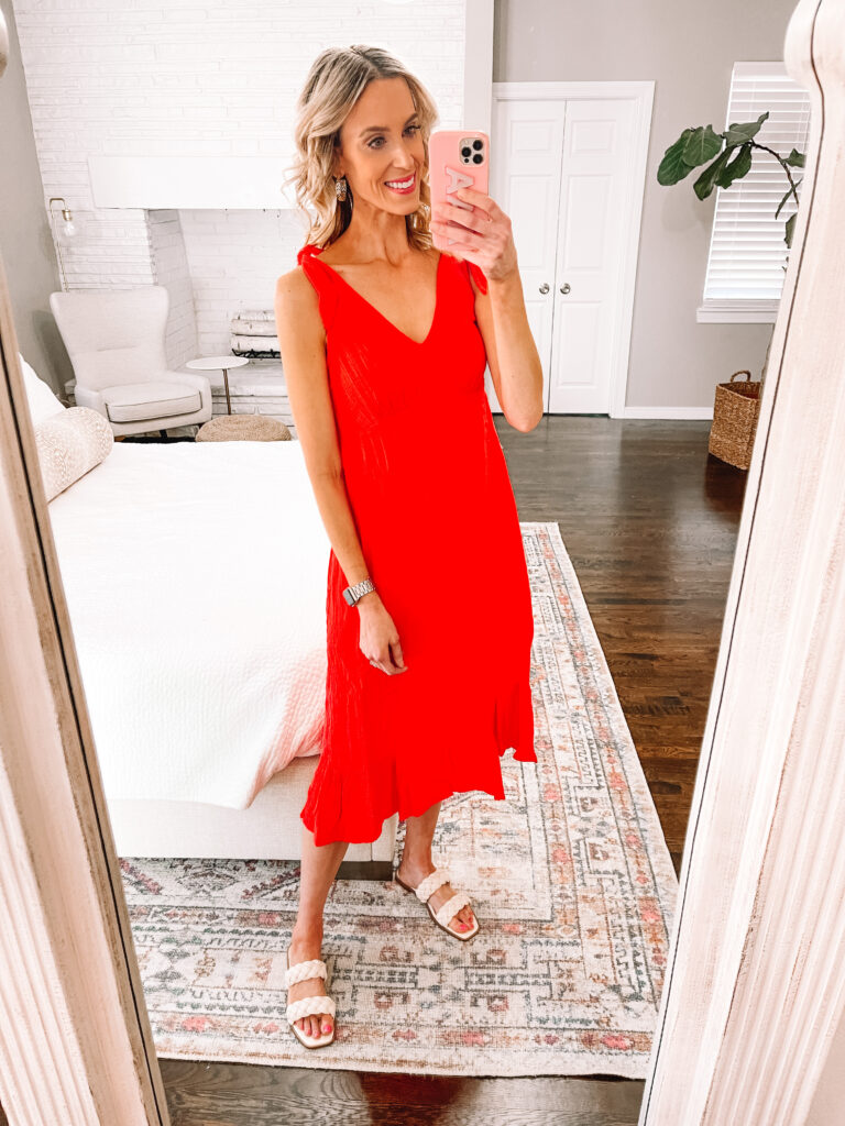 I'm sharing a fun Walmart dress try on. Everything is perfect for spring or summer and is super affordable! This breezy red dress is so gorgeous. 