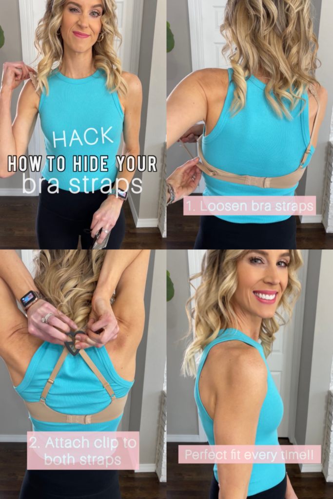 Ever find yourself wearing a top or dress that cuts in or a racerback style top and your bra straps show? But you hate wearing a strapless bra? Yeah, me too! I have the bra hack for you! Today I am going to show you how to hide your bra straps on a racerback top or any top that cuts in using the bras your own and spending less than $10!! 