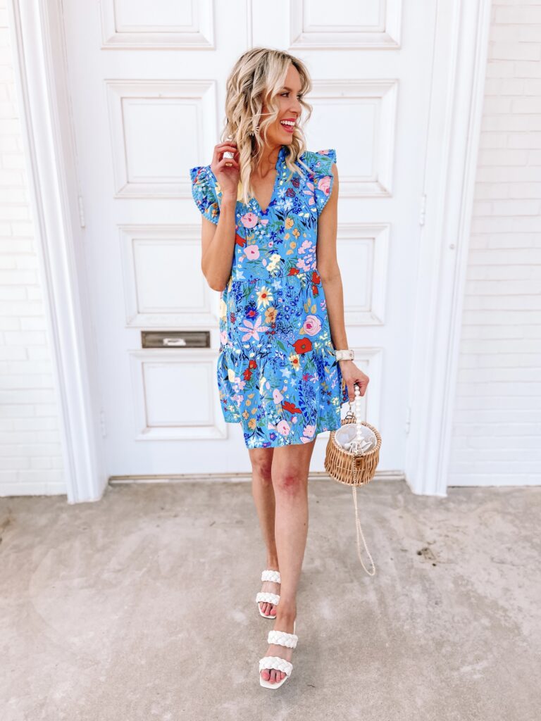 You will love this blue floral wing dress with my Walmart spring shoes just $23!!