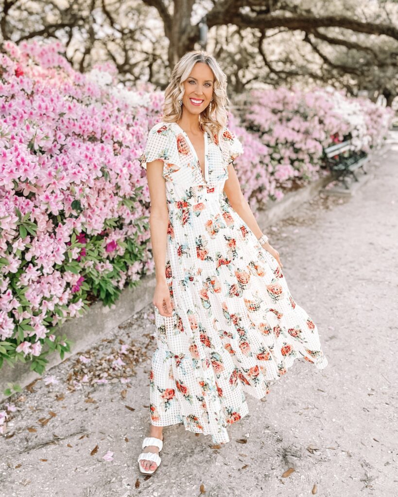 You will love this gorgeous floral maxi dress! The fabric is so light and flouncy, and the print is so pretty!