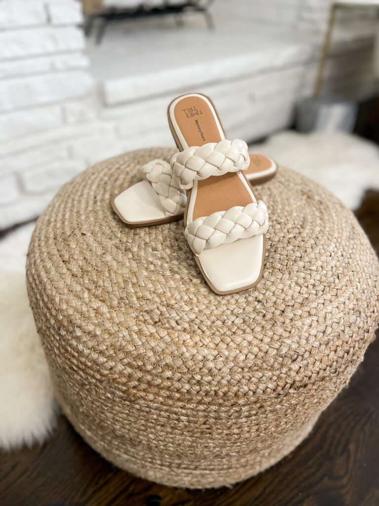  I cannot believe how good the Walmart spring shoes are right now!! I am sharing four spring sandals both dressy and casual all $23 and UNDER! You get so much wear out of these cream braided flat sandals. 