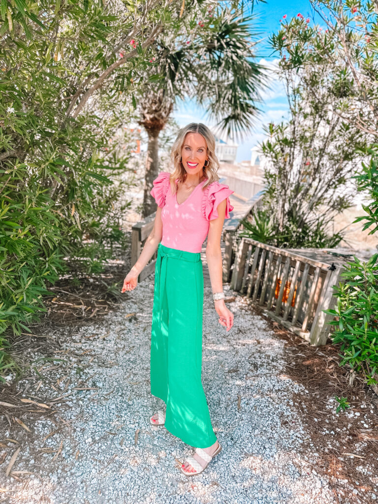 I'm sharing a Red Dress beach try on today with lots of outfits perfect for a tropical vacation! You'll love these wide leg green pants!