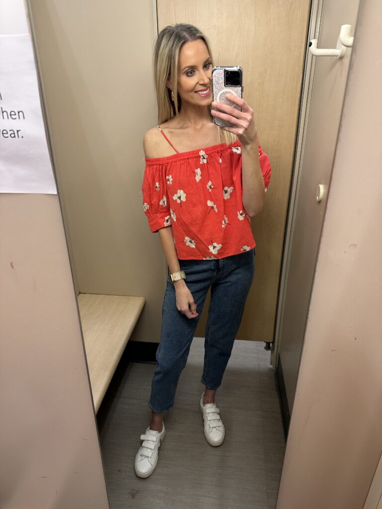 A fun Target try on with lots of cute bright summer mix and match pieces all at affordable prices you will love! You'll love this floral off the shoulder top. 