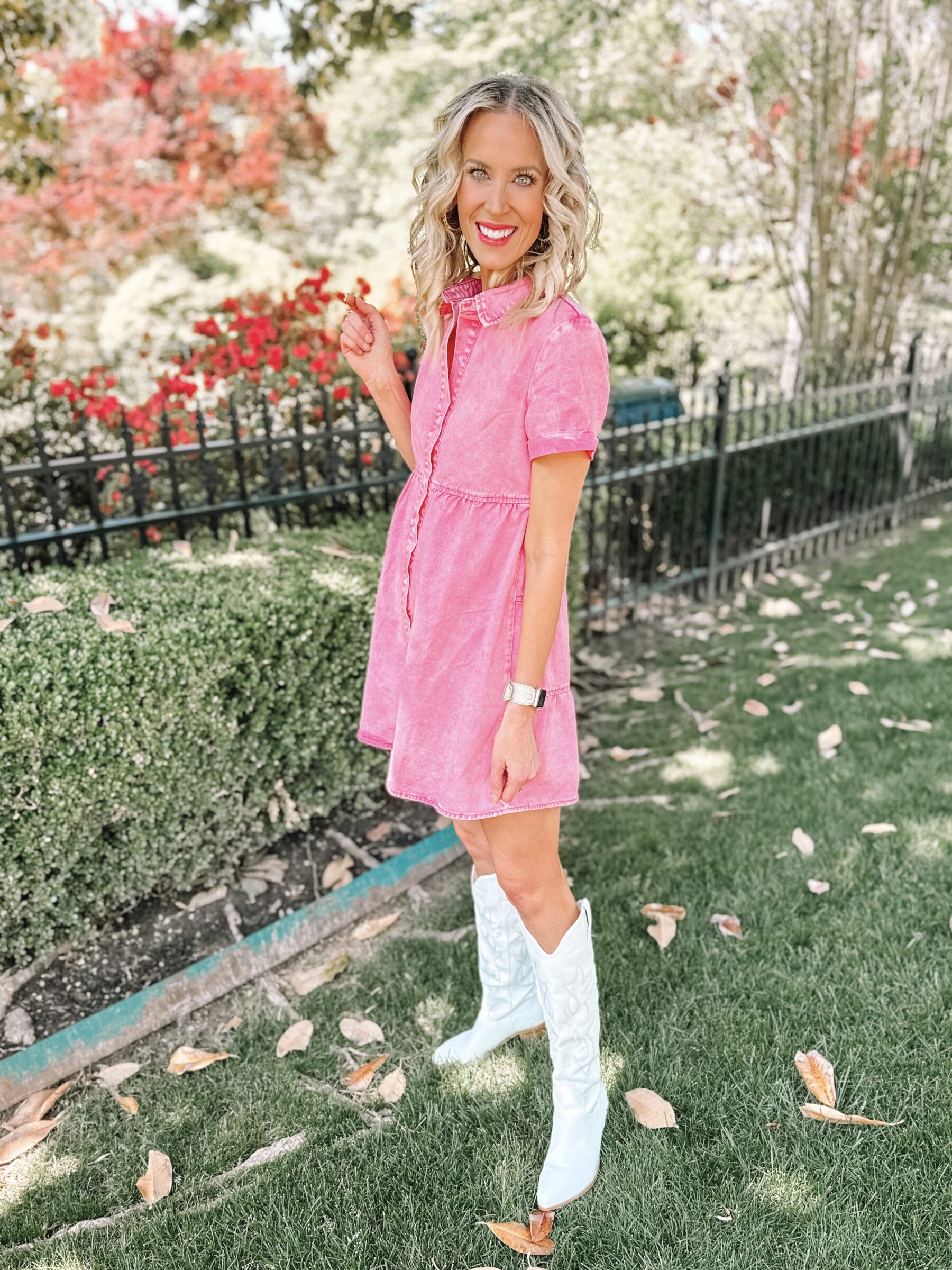pink amazon denim dress 5