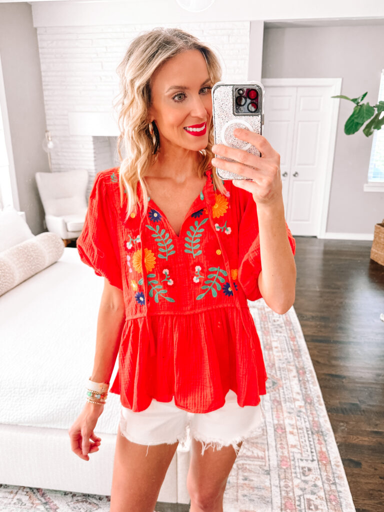 I'm sharing the cutest Red Dress sale try on haul with nothing over $41!! You are going to love these summer dresses and tops like this red embroidered flowy one!