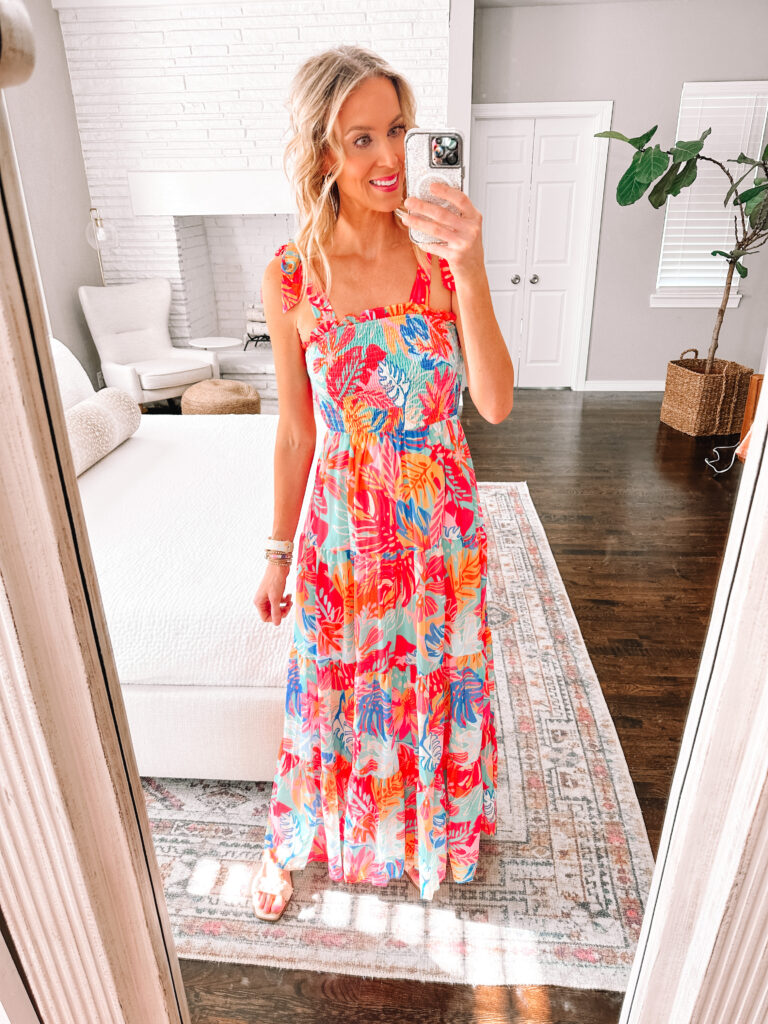 I'm sharing the cutest Red Dress sale try on haul with nothing over $41!! You are going to love these summer dresses! This is the tropical maxi dress of my dreams!