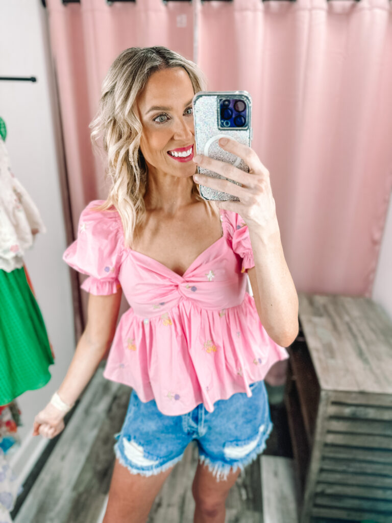 I'm excited to share a really fun Pink Creek try on haul with you today! Fun, colorful, and unique items all in the $40-$100 price range. I am obsessed with this pink babydoll top!