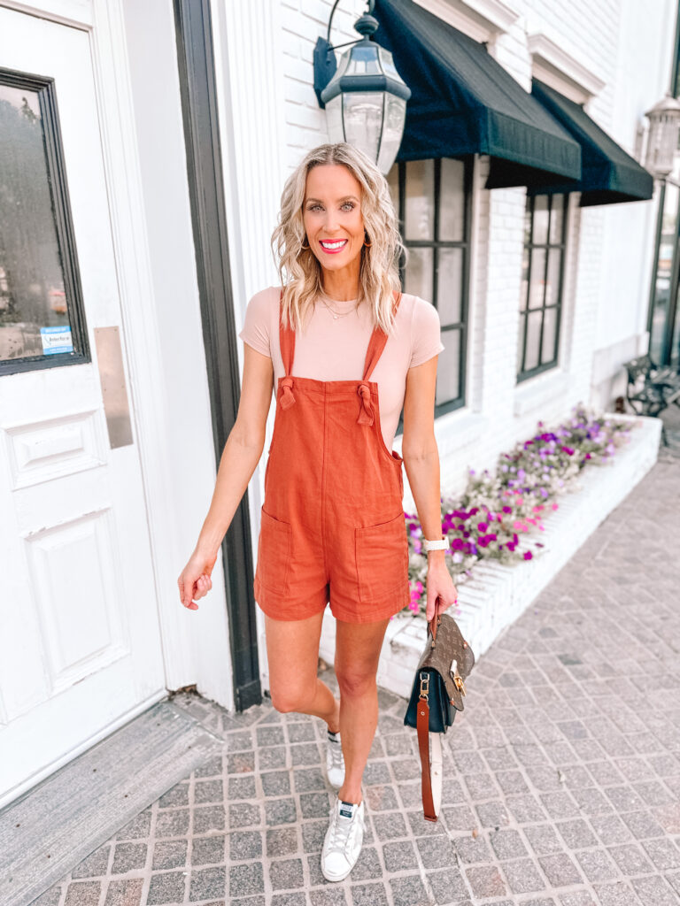 Happy to share a mom win with you today - the cutest Amazon short overalls!These are fun to wear, easy to style, and comfortable! 