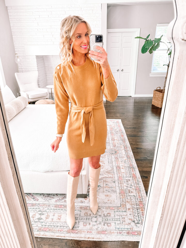 I am sharing my Nordstrom Anniversary Sale 2023 favorites with styled outfits you will love! How cute is this camel sweater dress?!