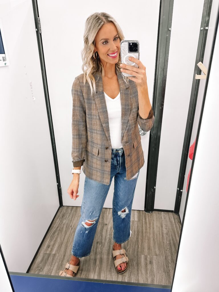 You'll love this Old Navy try on haul with pre fall pieces! I'm sharing 12 outfits with athleisure, casual, dresses, work looks, and more! Try a classic blazer with jeans for an easy fall outfit. 