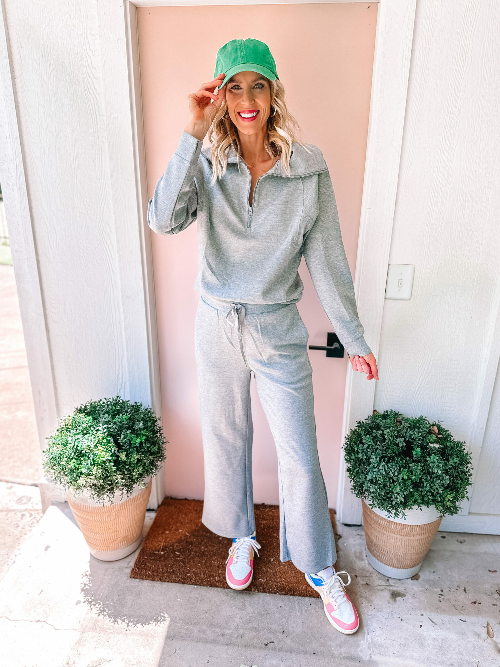 I have some cute Amazon matching sets for fall to share with you today! Each set is perfect for lounging, travel, or errands. You'll love this grey set inspired by the Spanx air essentials collection. 