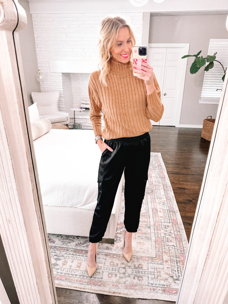 Rounding up some really fun, affordable Thanksgiving outfit ideas. All items are $25 or under and perfect for indulging in all the yummy food! I love these sating joggers you can wear dressed up or down.