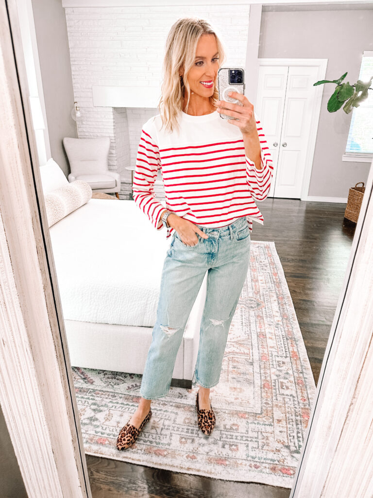 You're going to love this Walmart fall try on haul! SO many classic mix and match pieces all $34 and under! I love this red and white striped top!