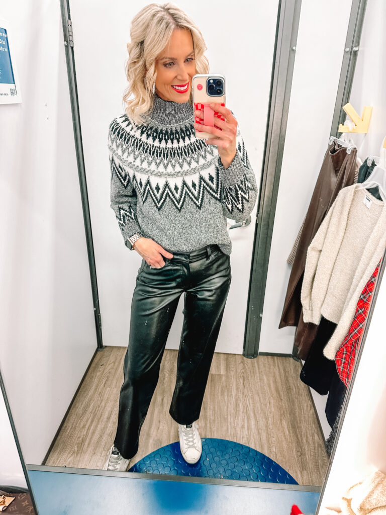 I have a super fun Old Navy try on haul for you all today! I love this winter classic sweater with leather pants. 