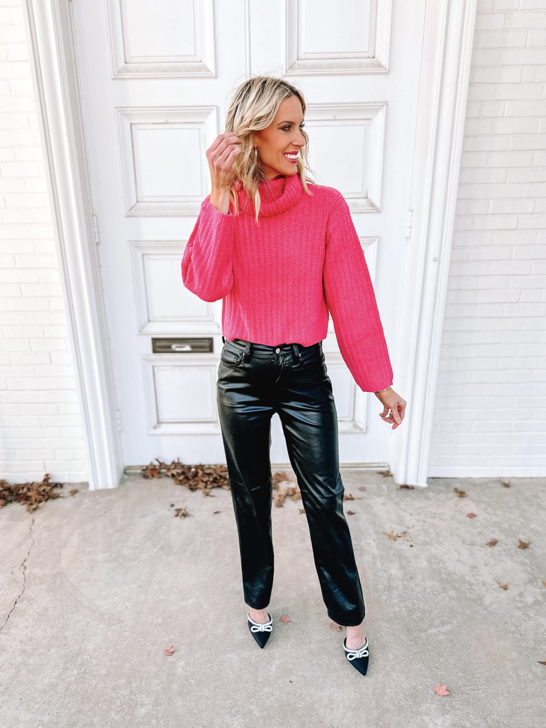 Target Leather Pants Outfit - Straight A Style