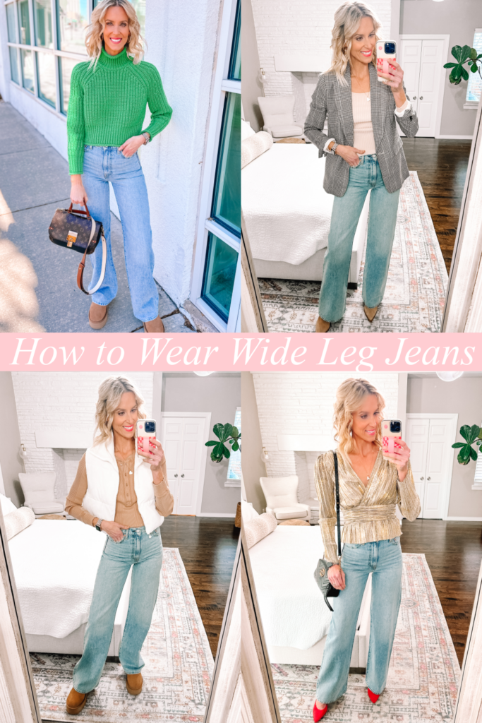 Today I wanted to share ideas on how to wear wide leg jeans. When you find the right pair they can be super flattering and fun to style!