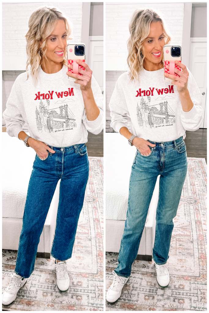 Today I'm sharing all the tips and tricks on what shoes to wear with straight leg jeans including some do's and don'ts on what makes things work well. DO pair your cropped and full length jeans with sneakers. 