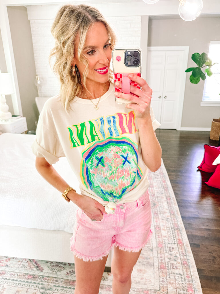 I'm sharing a fun, new Walmart try on haul with pieces all $34 and under. Dress, blouses, and athletic wear. You will love it! I am obsessed with these $13 pink jean shorts. 