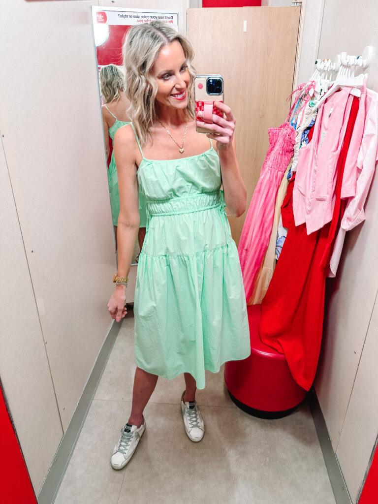 I am sharing a really fun spring Target try on haul including 9 full outfit ideas! You will especially love these dresses to keep you stylish all season long. The side tie detail on this fun mint green dress is adorable!