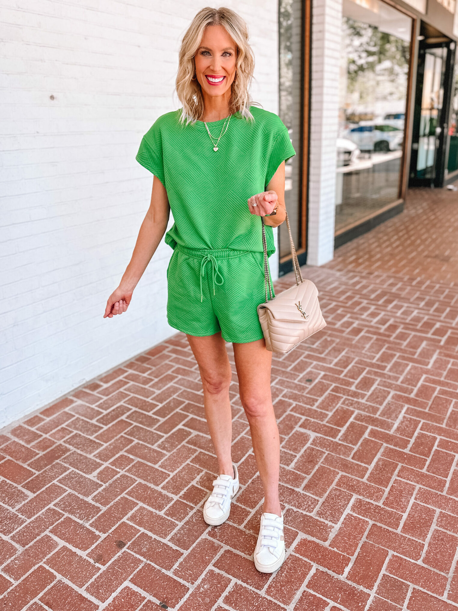 This Amazon green matching short set is literally THE best! It will make you feel instantly put together and guarantees compliments. 